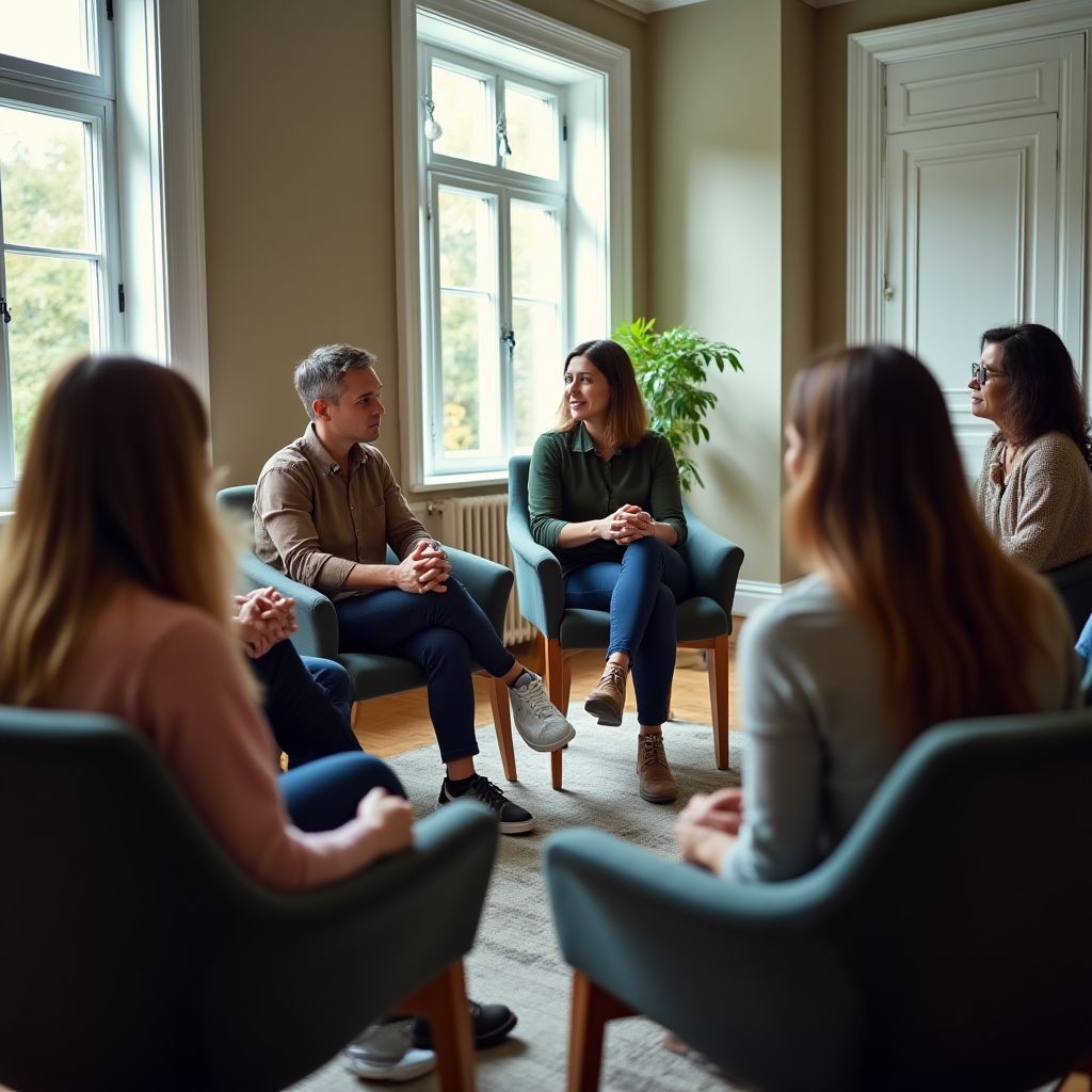 Sesión grupal de terapia financiera